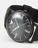 Buy Shop Emporio Armani Minimalist Analog Black Dial Black Leather Strap Watch For Men - AR11573 USA Online