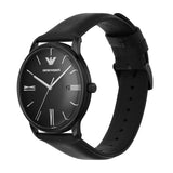 Buy Shop Emporio Armani Minimalist Analog Black Dial Black Leather Strap Watch For Men - AR11573 USA Online