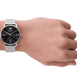 Buy Shop Emporio Armani Minimalist Black Dial Silver Steel Strap Watch for Men - AR11600 USA Online