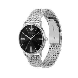 Buy Shop Emporio Armani Minimalist Black Dial Silver Steel Strap Watch for Men - AR11600 USA Online