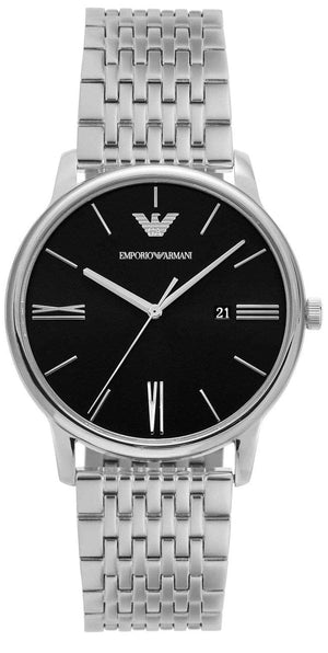 Buy Shop Emporio Armani Minimalist Black Dial Silver Steel Strap Watch for Men - AR11600 USA Online