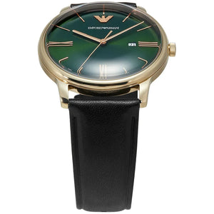 Buy Shop Emporio Armani Minimalist Green Dial Black Leather Strap Watch for Men - AR11601 USA Online