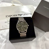 Buy Shop Emporio Armani Minimalist Green Dial Silver Steel Strap Watch for Men - AR11644 USA Online