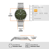 Buy Shop Emporio Armani Minimalist Green Dial Silver Steel Strap Watch for Men - AR11644 USA Online