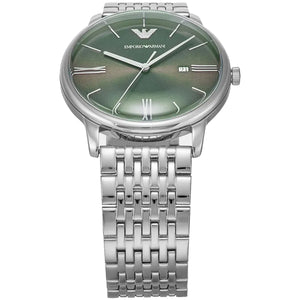 Buy Shop Emporio Armani Minimalist Green Dial Silver Steel Strap Watch for Men - AR11644 USA Online
