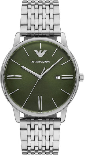Buy Shop Emporio Armani Minimalist Green Dial Silver Steel Strap Watch for Men - AR11644 USA Online