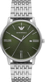 Buy Shop Emporio Armani Minimalist Green Dial Silver Steel Strap Watch for Men - AR11644 USA Online