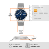 Buy Shop Emporio Armani Minimalist Quartz Blue Dial Silver Steel Strap Watch For Men - AR11571 USA Online