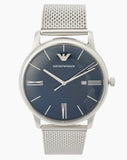 Buy Shop Emporio Armani Minimalist Quartz Blue Dial Silver Steel Strap Watch For Men - AR11571 USA Online