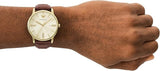 Buy Shop Emporio Armani Minimalist Quartz Gold Dial Brown Leather Strap Watch for Men - AR11610 USA Online