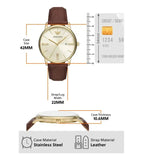 Buy Shop Emporio Armani Minimalist Quartz Gold Dial Brown Leather Strap Watch for Men - AR11610 USA Online