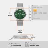 Buy Shop Emporio Armani Minimalist Quartz Green Dial Silver Mesh Bracelet Watch For Men - AR11578 USA Online