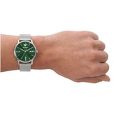 Buy Shop Emporio Armani Minimalist Quartz Green Dial Silver Mesh Bracelet Watch For Men - AR11578 USA Online