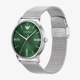 Buy Shop Emporio Armani Minimalist Quartz Green Dial Silver Mesh Bracelet Watch For Men - AR11578 USA Online