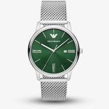 Buy Shop Emporio Armani Minimalist Quartz Green Dial Silver Mesh Bracelet Watch For Men - AR11578 USA Online
