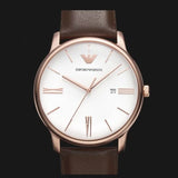 Buy Shop Emporio Armani Minimalist Quartz White Dial Brown Leather Strap Watch For Men - AR11572 USA Online
