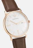 Buy Shop Emporio Armani Minimalist Quartz White Dial Brown Leather Strap Watch For Men - AR11572 USA Online