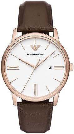 Buy Shop Emporio Armani Minimalist Quartz White Dial Brown Leather Strap Watch For Men - AR11572 USA Online