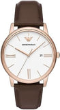 Buy Shop Emporio Armani Minimalist Quartz White Dial Brown Leather Strap Watch For Men - AR11572 USA Online