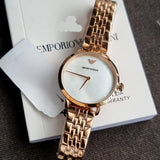 Buy Shop Emporio Armani Modern Mother of Pearl White Dial Rose Gold Steel Strap Watch for Women - AR11158 USA Online