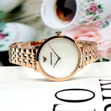 Buy Shop Emporio Armani Modern Mother of Pearl White Dial Rose Gold Steel Strap Watch for Women - AR11158 USA Online