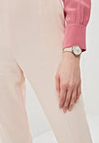 Buy Shop Emporio Armani Modern Silver Dial Pink Leather Strap Watch for Women - AR11160 USA Online