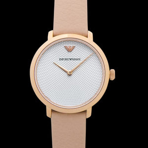 Buy Shop Emporio Armani Modern Silver Dial Pink Leather Strap Watch for Women - AR11160 USA Online