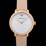 Buy Shop Emporio Armani Modern Silver Dial Pink Leather Strap Watch for Women - AR11160 USA Online