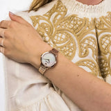 Buy Shop Emporio Armani Modern Slim Analog Mother of Pearl Dial Two Tone Steel Strap Watch For Women - AR11157 USA Online