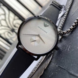 Buy Shop Emporio Armani Modern Slim Analog Silver Dial Blue Leather Strap Watch For Men - AR11214 USA Online
