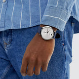 Buy Shop Emporio Armani Modern Slim Analog Silver Dial Blue Leather Strap Watch For Men - AR11214 USA Online