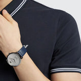 Buy Shop Emporio Armani Modern Slim Analog Silver Dial Blue Leather Strap Watch For Men - AR11214 USA Online