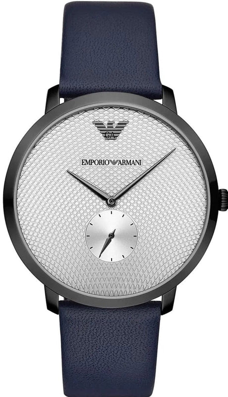 Buy Shop Emporio Armani Modern Slim Analog Silver Dial Blue Leather Strap Watch For Men - AR11214 USA Online