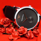 Buy Shop Emporio Armani Modern Slim Quartz Grey Dial Black Leather Strap Watch For Men - AR11162 USA Online