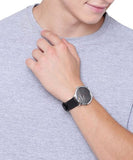 Buy Shop Emporio Armani Modern Slim Quartz Grey Dial Black Leather Strap Watch For Men - AR11162 USA Online