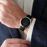 Buy Shop Emporio Armani Modern Slim Quartz Grey Dial Black Leather Strap Watch For Men - AR11162 USA Online