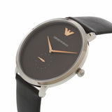 Buy Shop Emporio Armani Modern Slim Quartz Grey Dial Black Leather Strap Watch For Men - AR11162 USA Online