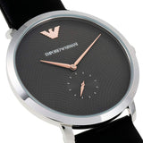 Buy Shop Emporio Armani Modern Slim Quartz Grey Dial Black Leather Strap Watch For Men - AR11162 USA Online