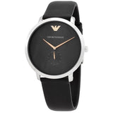 Buy Shop Emporio Armani Modern Slim Quartz Grey Dial Black Leather Strap Watch For Men - AR11162 USA Online
