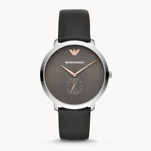 Buy Shop Emporio Armani Modern Slim Quartz Grey Dial Black Leather Strap Watch For Men - AR11162 USA Online