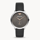 Buy Shop Emporio Armani Modern Slim Quartz Grey Dial Black Leather Strap Watch For Men - AR11162 USA Online