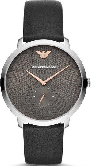 Buy Shop Emporio Armani Modern Slim Quartz Grey Dial Black Leather Strap Watch For Men - AR11162 USA Online