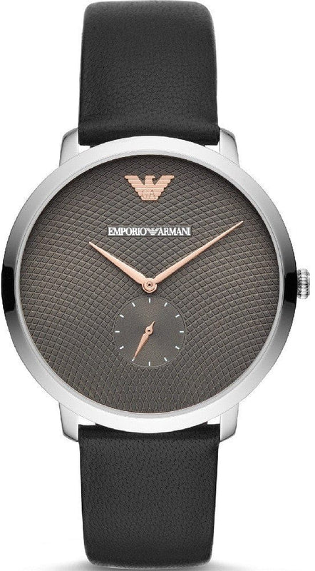Buy Shop Emporio Armani Modern Slim Quartz Grey Dial Black Leather Strap Watch For Men - AR11162 USA Online