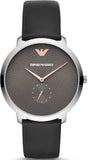 Buy Shop Emporio Armani Modern Slim Quartz Grey Dial Black Leather Strap Watch For Men - AR11162 USA Online
