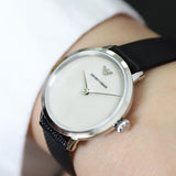 Buy Shop Emporio Armani Modern White Dial Black Leather Strap Watch For Women - AR11159 USA Online