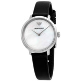 Buy Shop Emporio Armani Modern White Dial Black Leather Strap Watch For Women - AR11159 USA Online