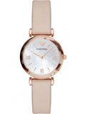 Buy Shop Emporio Armani Mother of Pearl Dial Beige Leather Strap Watch For Women - AR11004 USA Online