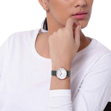 Buy Shop Emporio Armani Mother of Pearl Dial Green Leather Strap Watch For Women - AR11150 USA Online