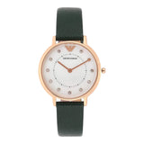 Buy Shop Emporio Armani Mother of Pearl Dial Green Leather Strap Watch For Women - AR11150 USA Online