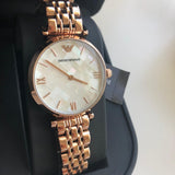Buy Shop Emporio Armani Mother of Pearl Dial Rose Gold Steel Strap Watch For Women - AR11110 USA Online